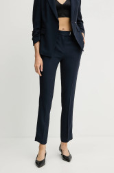 Kalhoty BOSS Tapria dámské, tmavomodrá barva, přiléhavé, high waist, 50541990