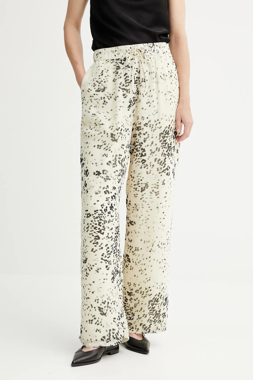 Kalhoty Calvin Klein dámské, béžová barva, high waist, LV044B913G