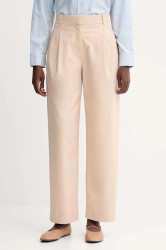 Kalhoty Calvin Klein dámské, béžová barva, široké, high waist, LV044D664G