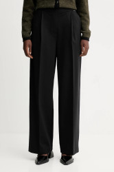 Kalhoty Calvin Klein dámské, černá barva, široké, high waist, LV044D663G