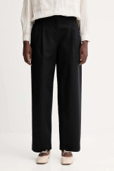 Kalhoty Calvin Klein dámské, černá barva, široké, high waist, LV044D664G