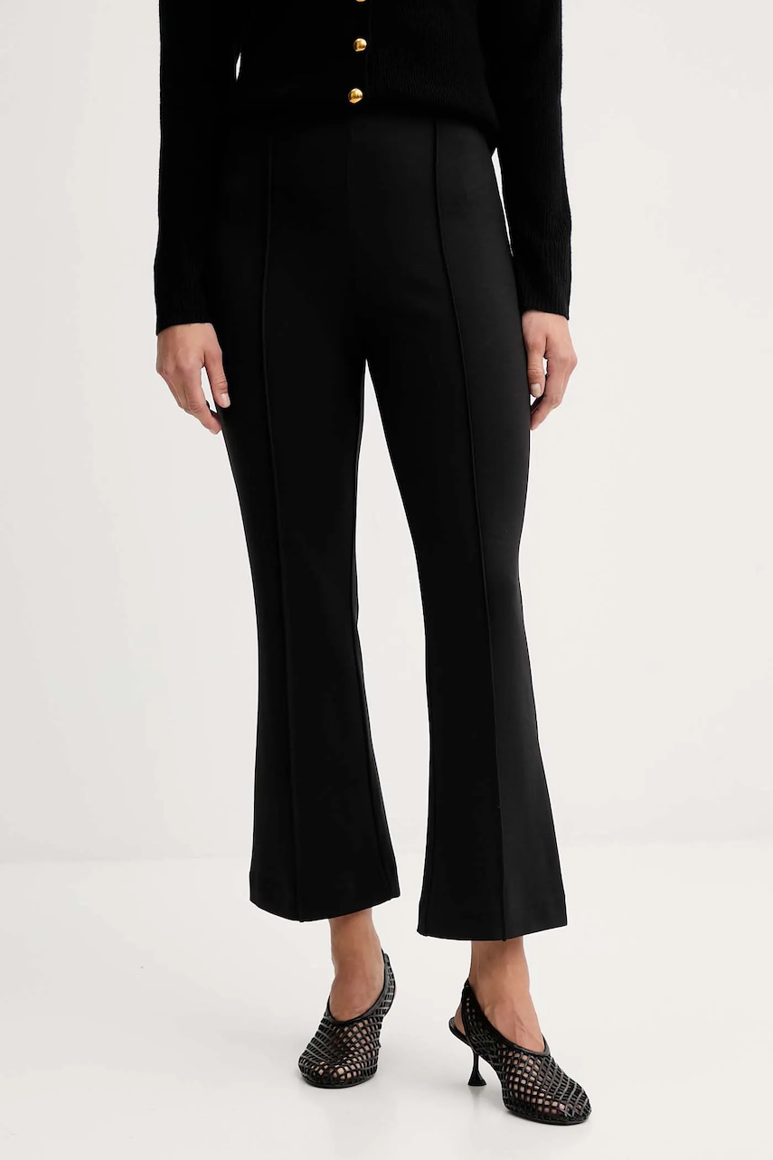 Kalhoty Calvin Klein dámské, černá barva, zvony, high waist, LV044D660G