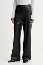 Kalhoty Calvin Klein Jeans dámské, černá barva, high waist, LV044D619G