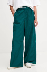 Kalhoty Calvin Klein Jeans dámské, zelená barva, široké, high waist, LV044D609G