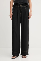 Kalhoty Dkny dámské, černá barva, široké, high waist, P5EK7BEX