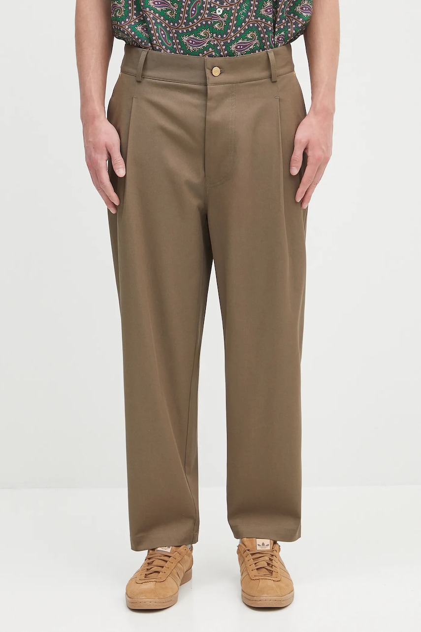Kalhoty Drôle de Monsieur Le Pantalon Cropped Twill pánské, béžová barva, H.BP155.CO214