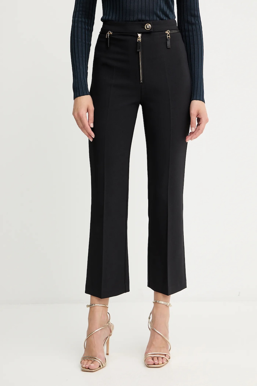 Kalhoty Elisabetta Franchi dámské, černá barva, přiléhavé, high waist, PA10856E2