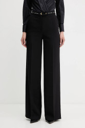Kalhoty Elisabetta Franchi dámské, černá barva, široké, high waist, PA10356E2