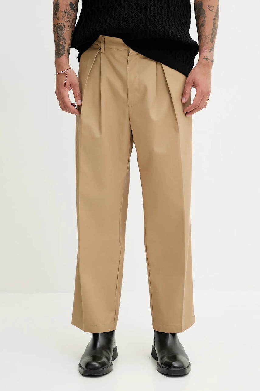 Kalhoty Fiorucci Beige Logo Embroidered Chino Trousers