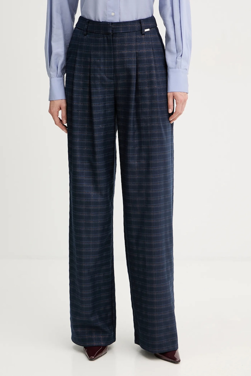 Kalhoty Fracomina dámské, modrá barva, střih cigarette, high waist, FS25WV3005W56195