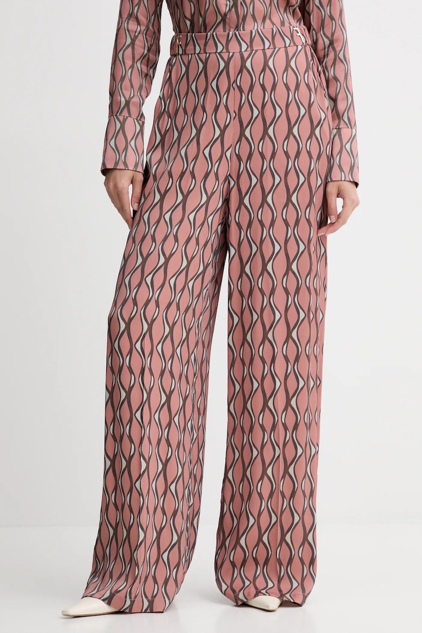 Kalhoty Fracomina dámské, růžová barva, high waist, FS25WV3014W732K5