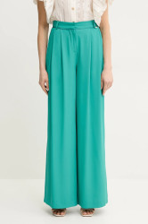 Kalhoty Fracomina dámské, tyrkysová barva, široké, high waist, FS25SV3012W47601