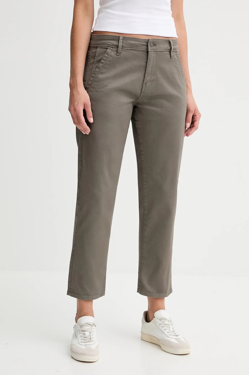 Kalhoty G-Star Kate Boyfriend Chino dámské, šedá barva, high waist, D25257-C106