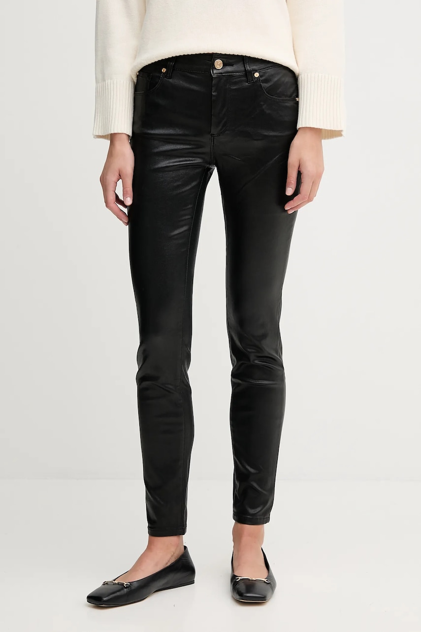 Kalhoty Gaudi dámské, černá barva, přiléhavé, high waist, 521BD25018