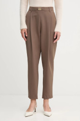 Kalhoty Gaudi dámské, hnědá barva, střih cigarette, high waist, 521FD25011
