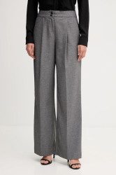 Kalhoty Gaudi dámské, šedá barva, široké, high waist, 521FD25006