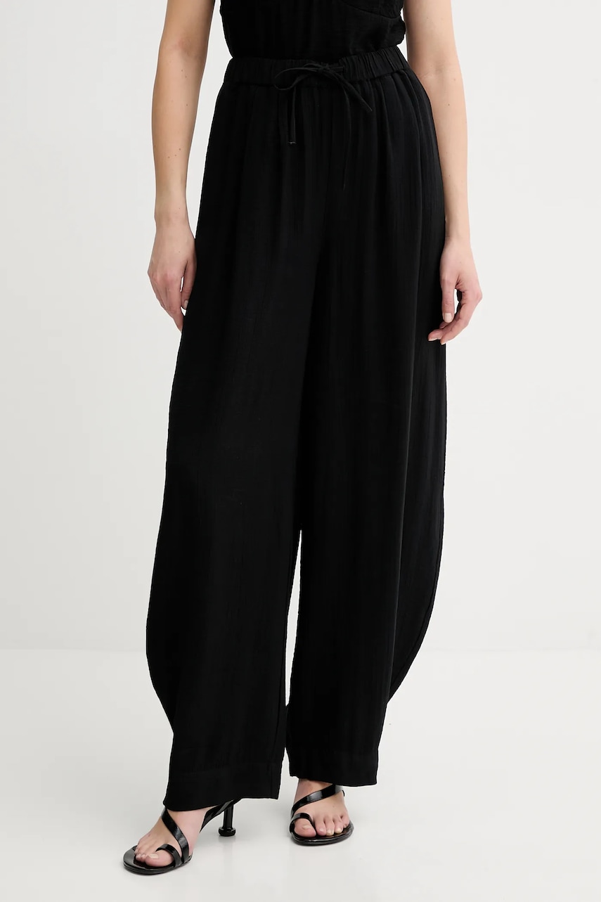 Kalhoty Gestuz dámské, černá barva, široké, high waist, 10910440