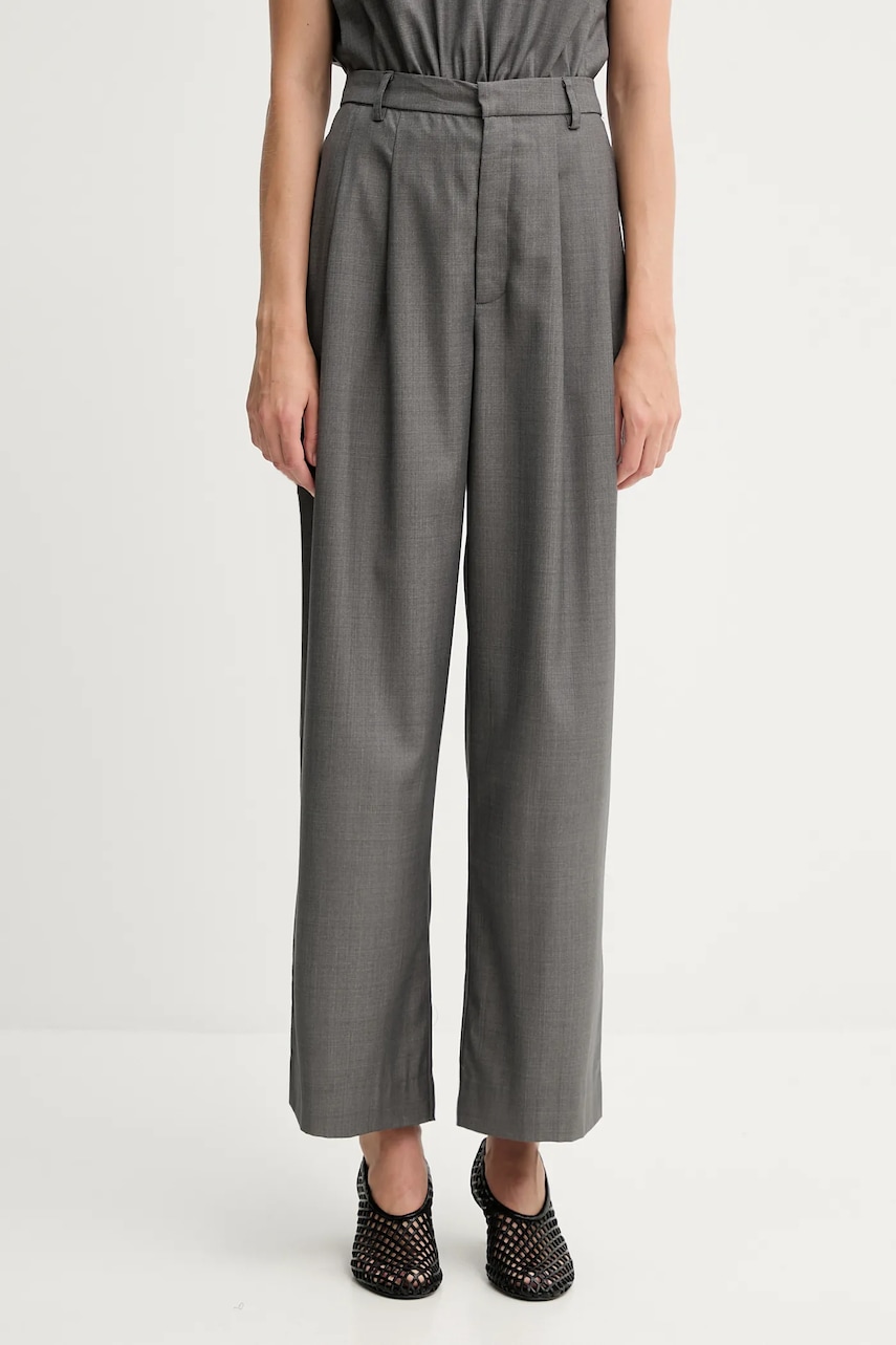 Kalhoty Gestuz dámské, šedá barva, high waist, 10910622