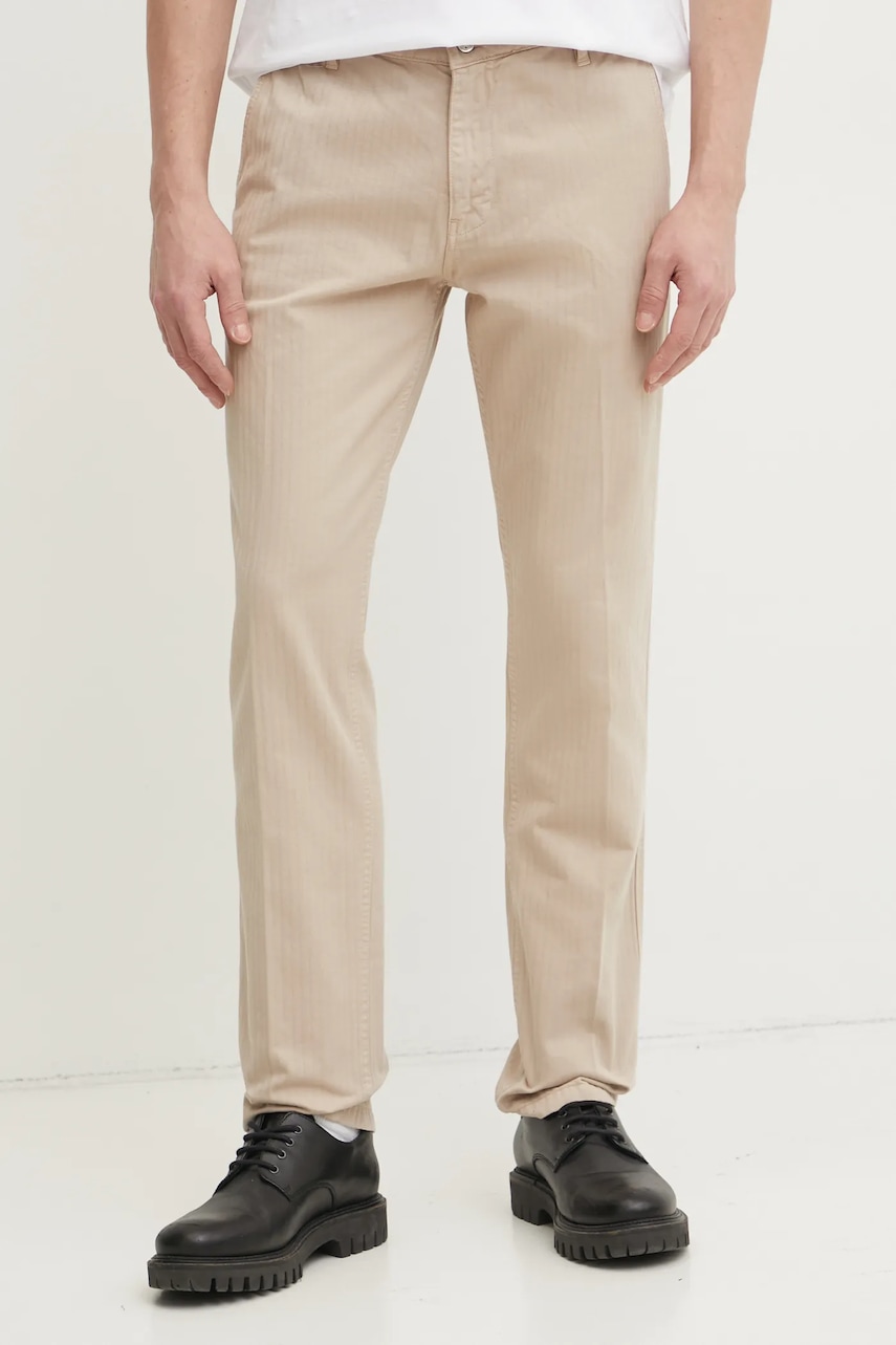 Kalhoty Guess ANGELS pánské, béžová barva, ve střihu chinos, M5RB16 WGXZ1