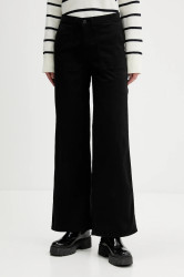 Kalhoty Guess Jeans dámské, černá barva, široké, high waist, W5GB40 WGB51