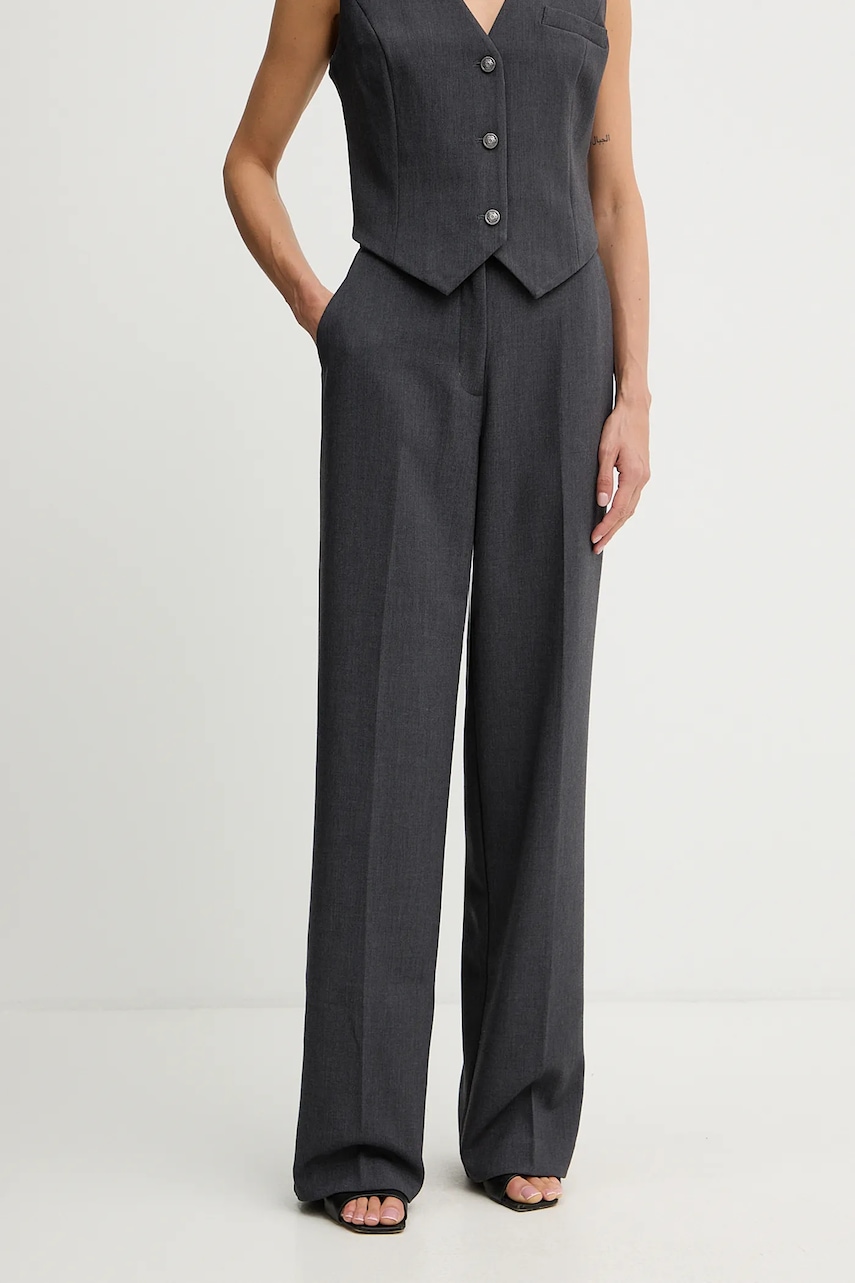 Kalhoty Guess JOANDRA dámské, šedá barva, high waist, W5BB08 W2402