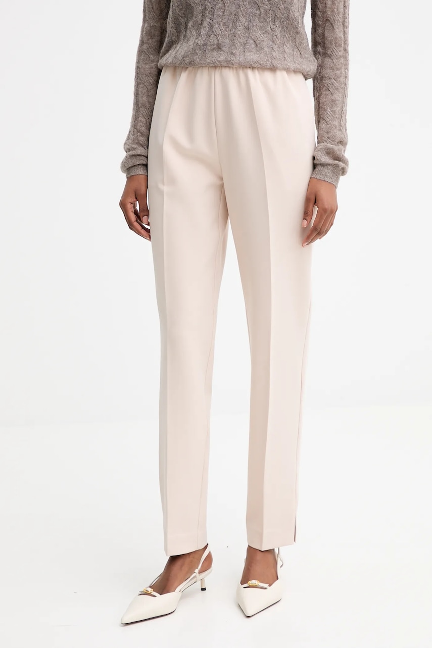 Kalhoty Guess ROBERTA dámské, béžová barva, high waist, W5YB01 WH9Y2