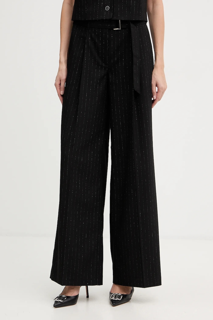 Kalhoty Guess ZANITA dámské, černá barva, široké, high waist, W5BB13 W2422