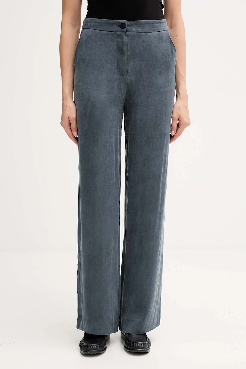 Kalhoty Hoss Intropia dámské, tmavomodrá barva, high waist, 6542832