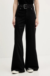 Kalhoty Hugo Blue Hicandi-1-D_B dámské, černá barva, široké, high waist, 50548143