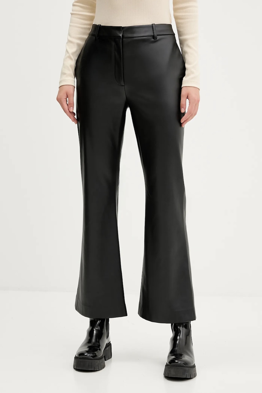 Kalhoty HUGO Hamunelle-1 dámské, černá barva, high waist, 50546824