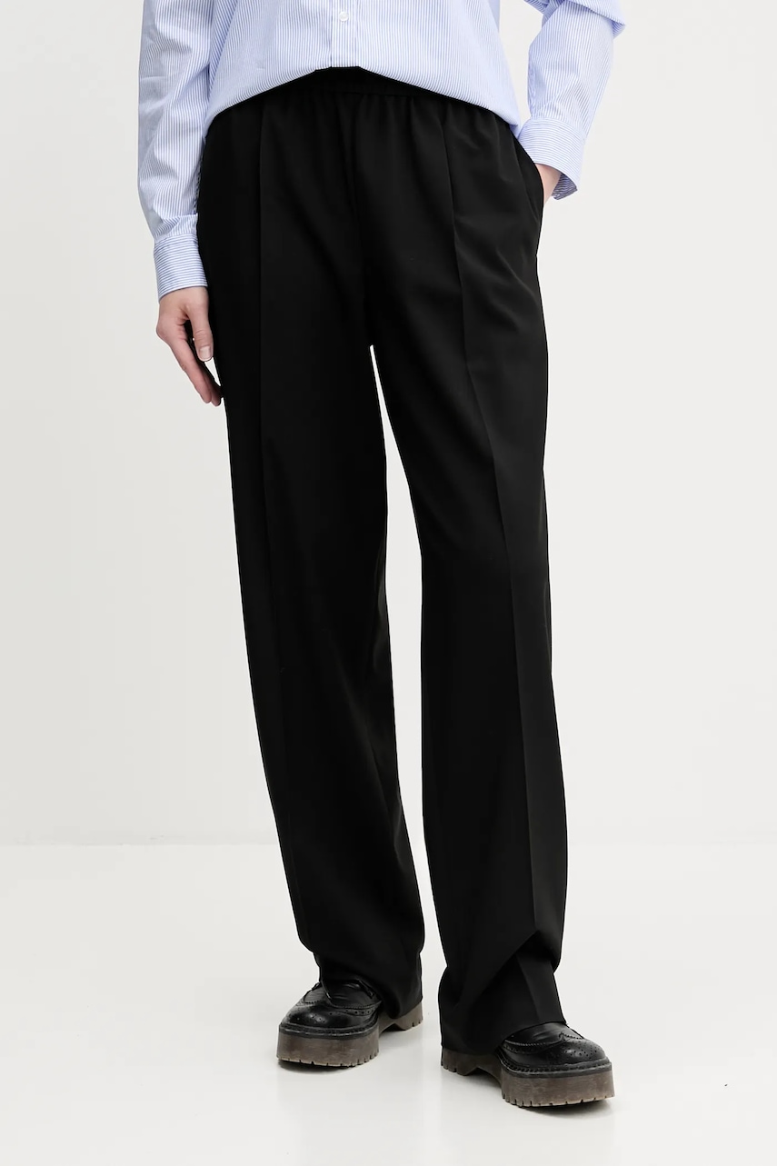 Kalhoty HUGO Haros dámské, černá barva, široké, high waist, 50545295