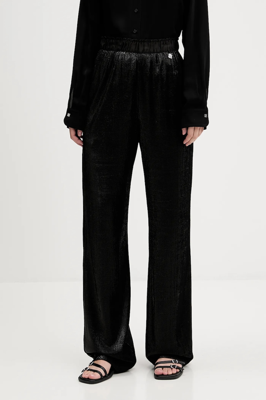 Kalhoty HUGO Hiresa-1 dámské, černá barva, high waist, 50548404