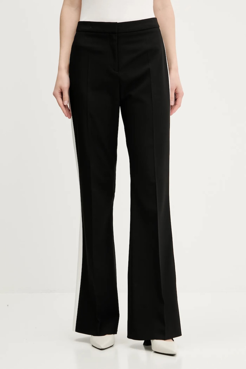 Kalhoty HUGO Hizana dámské, černá barva, zvony, high waist, 50544753