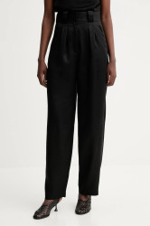 Kalhoty IRO dámské, černá barva, široké, high waist, WP23DANNY