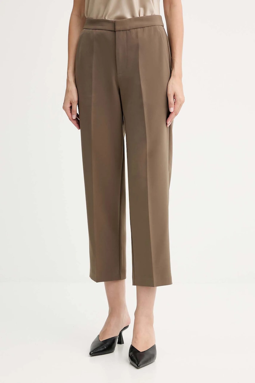 Kalhoty ISABELLE BLANCHE dámské, zelená barva, high waist, IS25FW-P050-T001