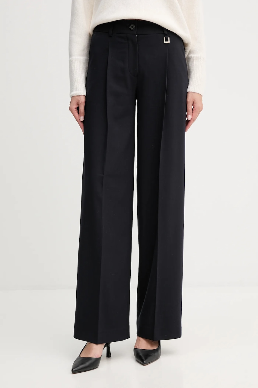 Kalhoty Joop! dámské, tmavomodrá barva, široké, high waist, 30048839