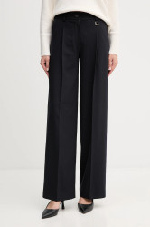 Kalhoty Joop! dámské, tmavomodrá barva, široké, high waist, 30048839