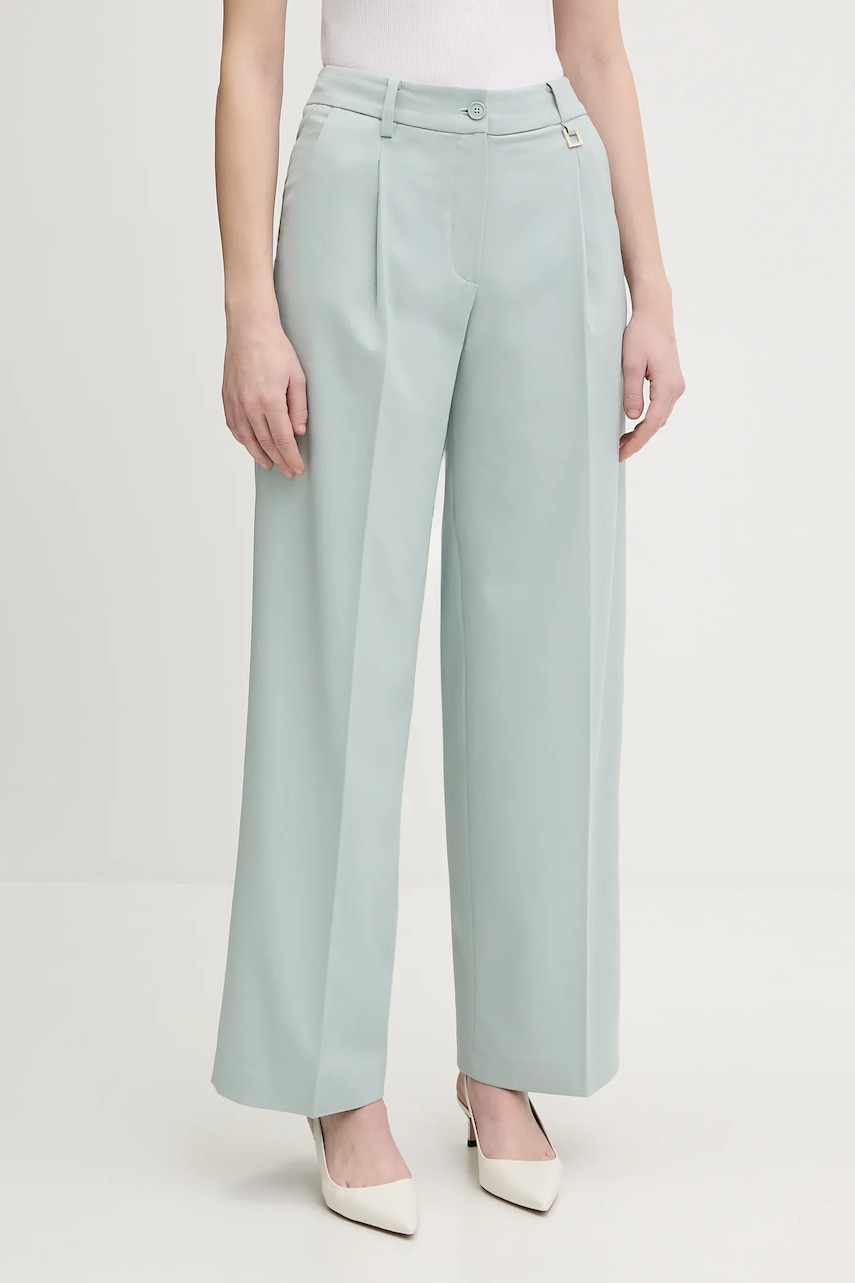 Kalhoty Joop! dámské, tyrkysová barva, široké, medium waist, 30100443