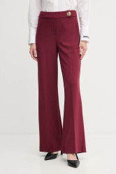 Kalhoty Joseph Ribkoff dámské, vínová barva, zvony, high waist, 253073