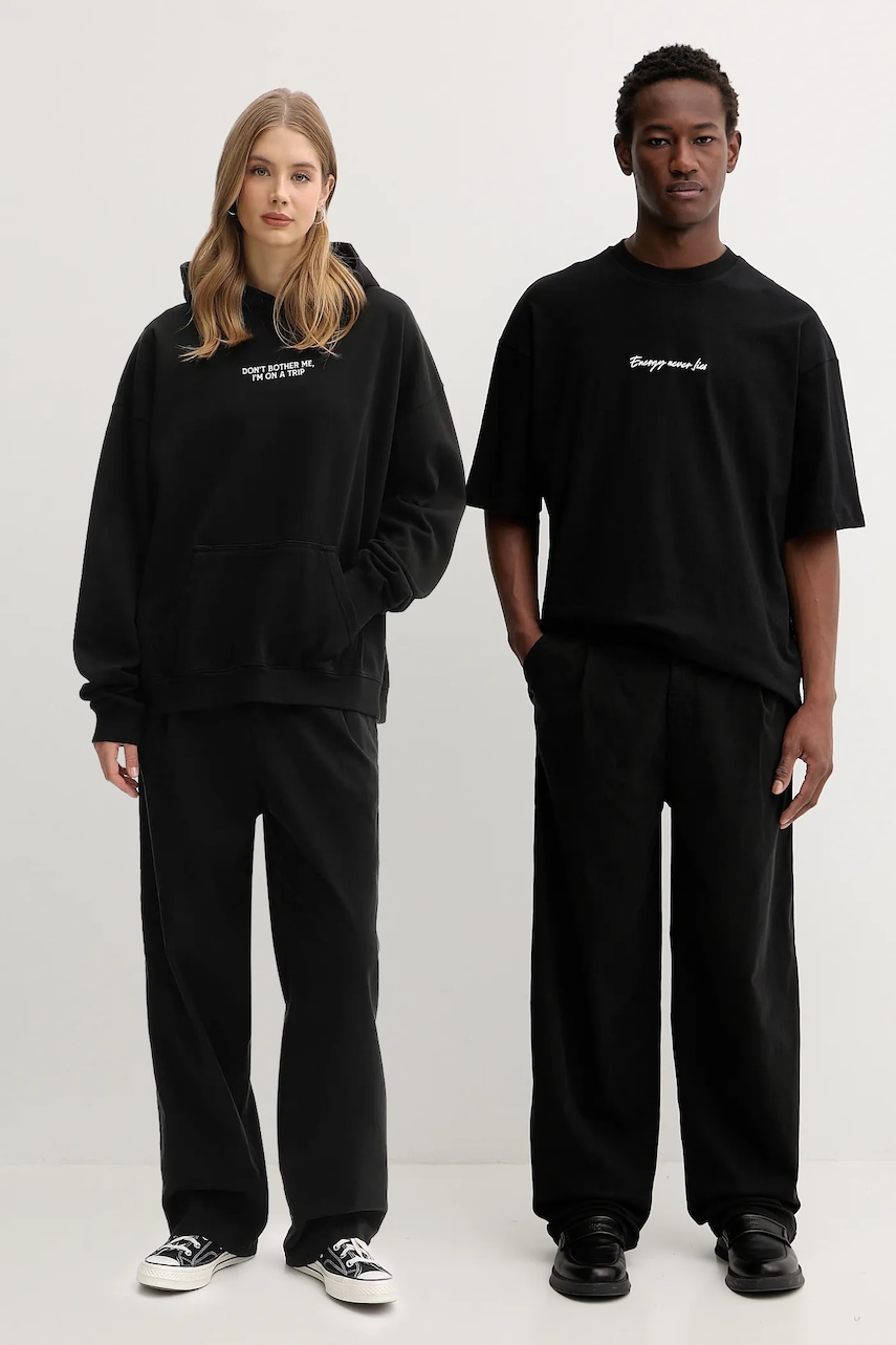 Kalhoty Kaotiko černá barva, široké, high waist, AR020-02-K002