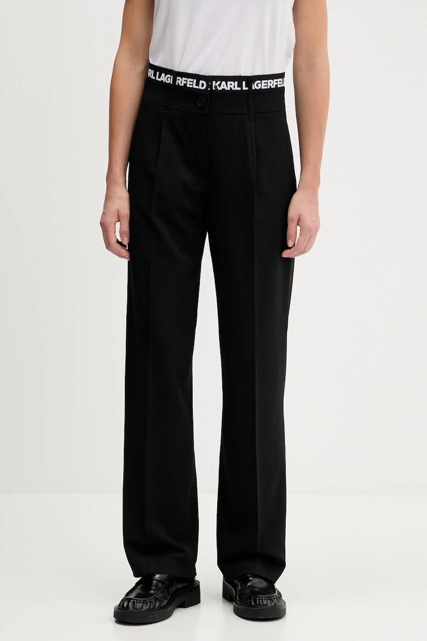 Kalhoty Karl Lagerfeld Jeans dámské, černá barva, high waist, A4W10142