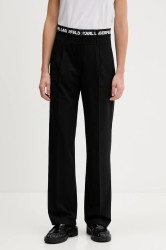 Kalhoty Karl Lagerfeld Jeans dámské, černá barva, high waist, A4W10142