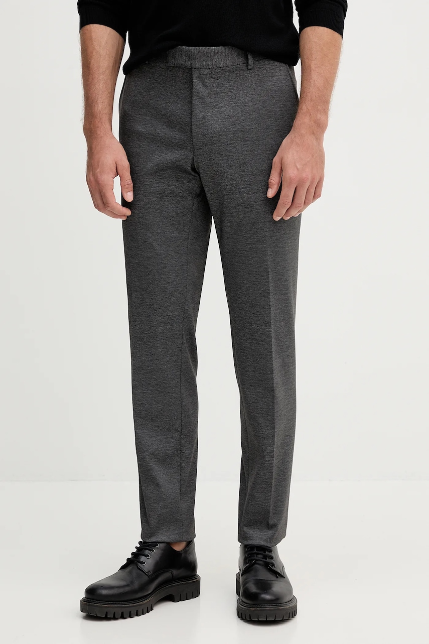 Kalhoty Karl Lagerfeld pánské, šedá barva, rovné 553021.255002