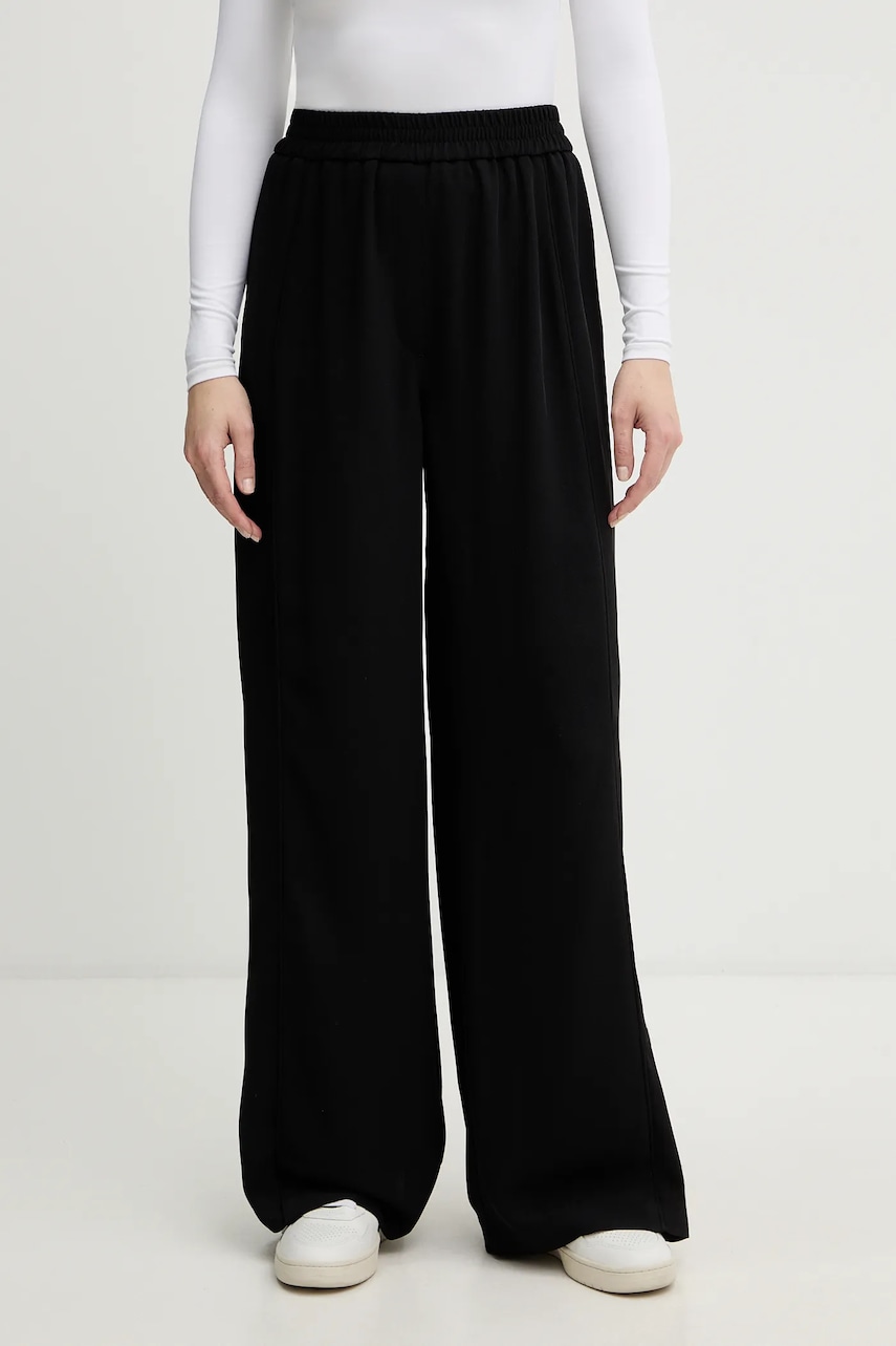 Kalhoty Lacoste dámské, černá barva, high waist, HF2627