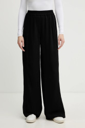 Kalhoty Lacoste dámské, černá barva, high waist, HF2627