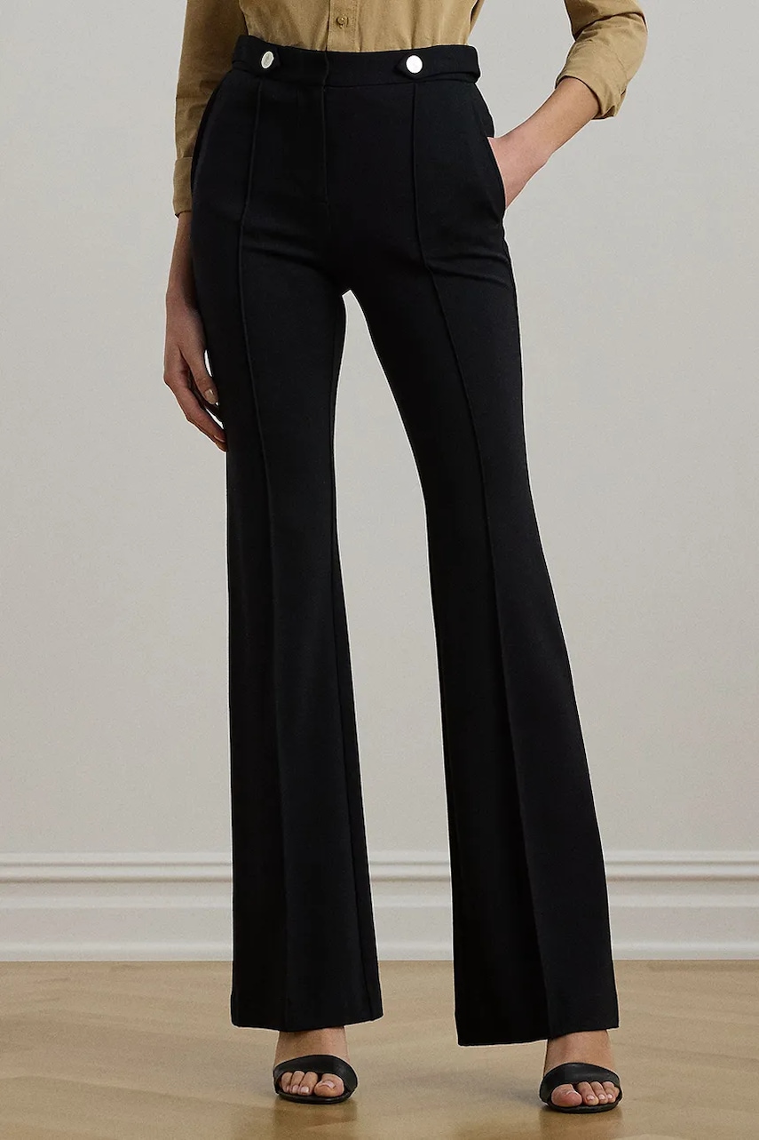 Kalhoty Lauren Ralph Lauren dámské, černá barva, přiléhavé, high waist, 200971132