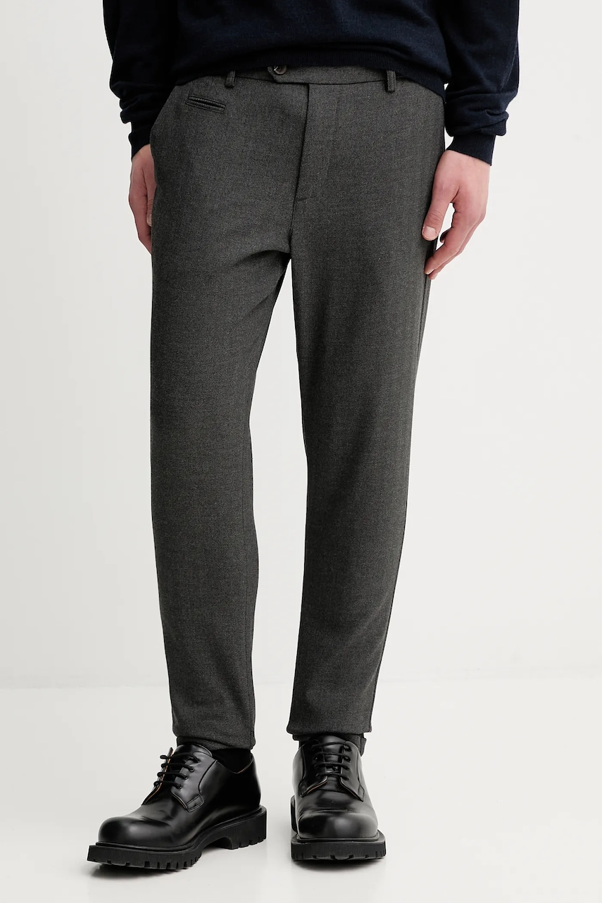 Kalhoty Les Deux Como pánské, šedá barva, přiléhavé, 1000915