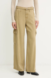 Kalhoty Levi's BAGGY DAD CARGO dámské, zelená barva, široké, medium waist, 003IN.0005