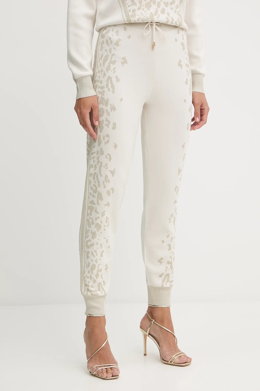 Kalhoty Liu Jo dámské, béžová barva, high waist, TF5174.MS49I