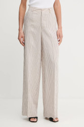 Kalhoty Liu Jo dámské, béžová barva, široké, high waist, WA5399.T4305